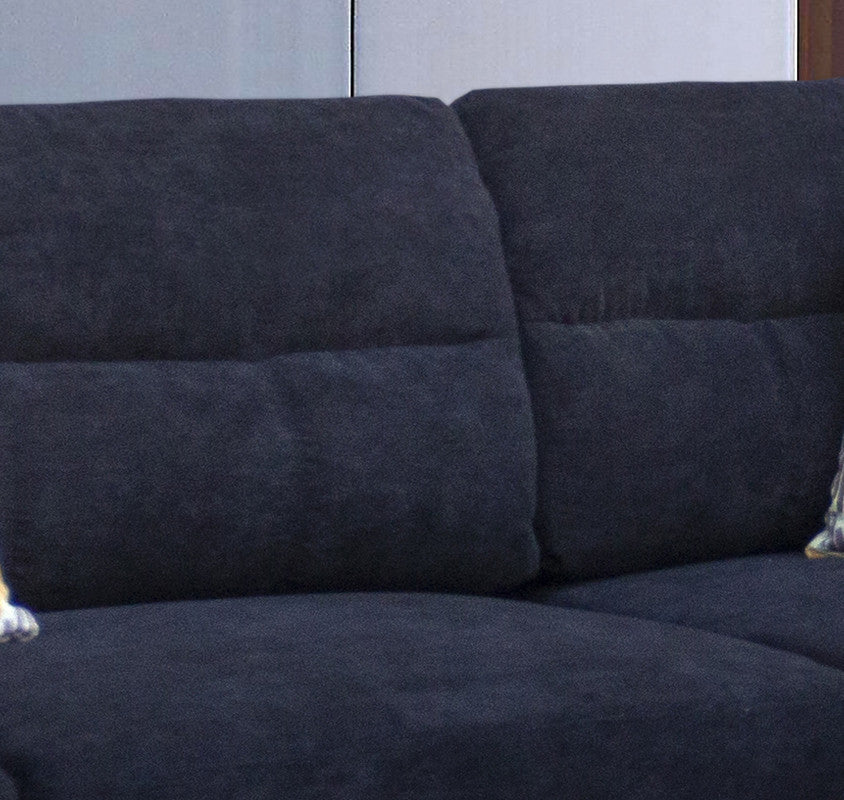 Diego Black Fabric Sectional Sofa, Storage Ottoman, and 2 Accent Pillows