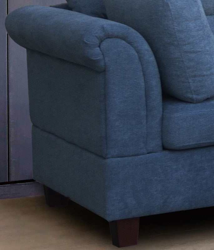 Diego Blue Fabric Sectional Sofa, Storage Ottoman, and 2 Accent Pillows