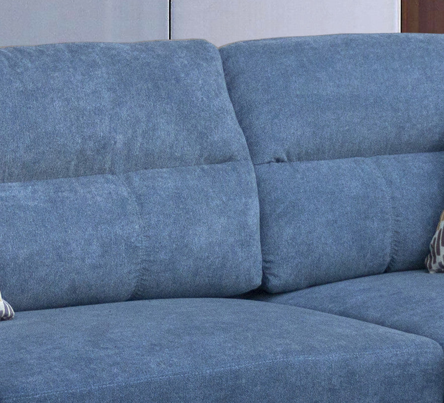 Diego Blue Fabric Sectional Sofa, Storage Ottoman, and 2 Accent Pillows