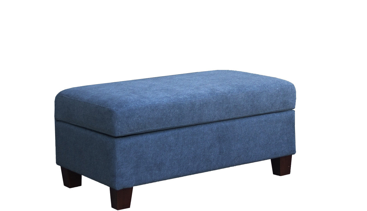 Diego Blue Fabric Sectional Sofa, Storage Ottoman, and 2 Accent Pillows