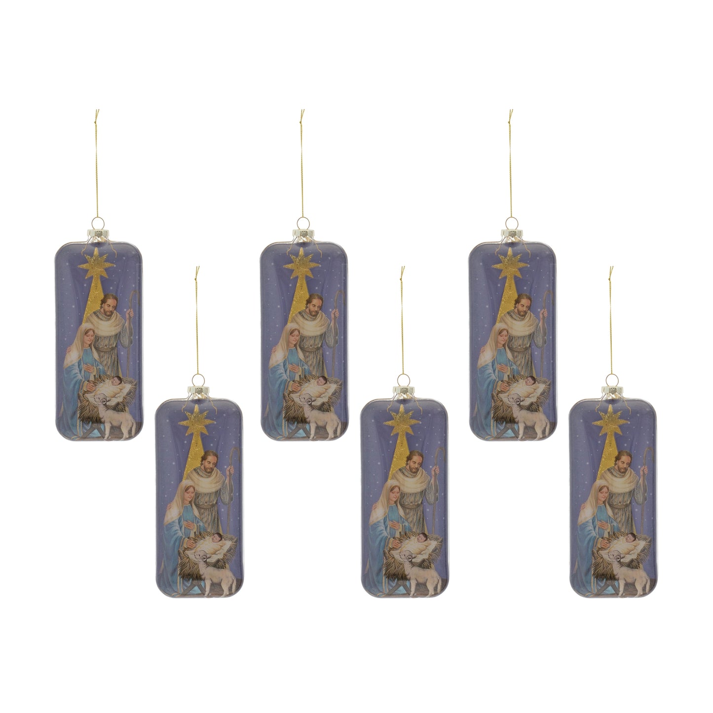Nativity Ornament (Set Of 6) 8"H Glass