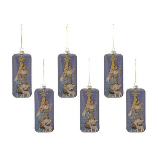 Nativity Ornament (Set Of 6) 8"H Glass
