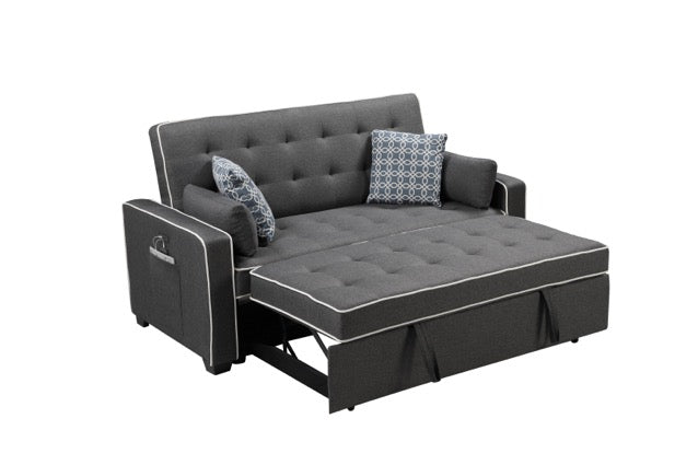 Cody Modern Gray Sleeper Sofa with 2 USB Charging Ports and 4 Accent Pillows