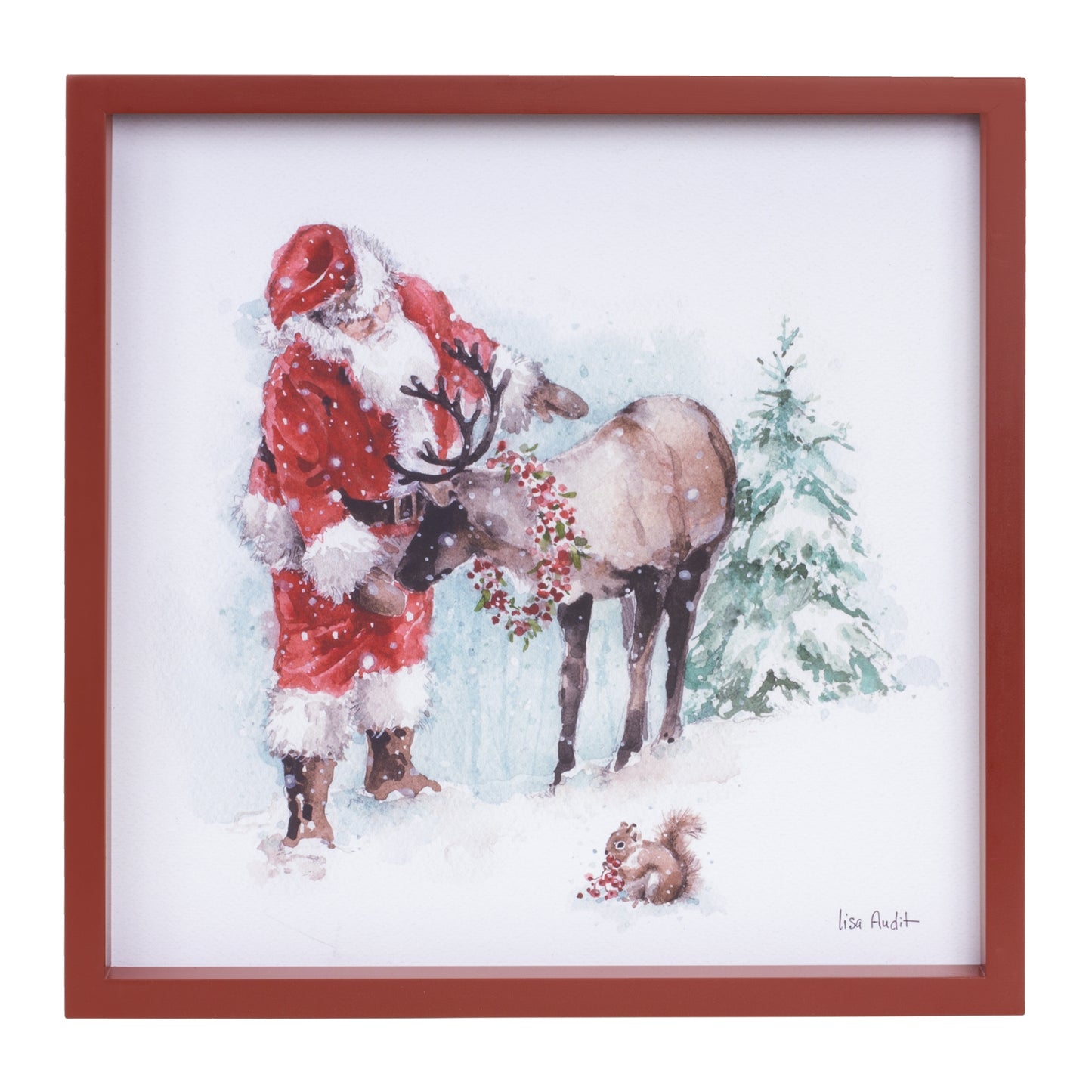 Santa And Animal Frame (Set Of 2) 14"Sq Mdf/Paper