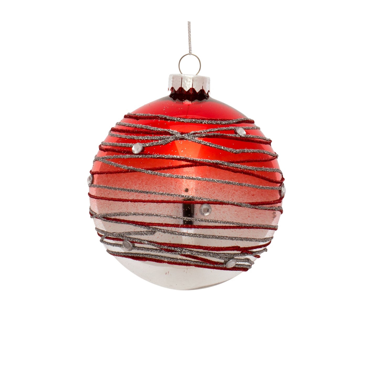 Ornament (Set Of 6) 4.75"H, 4.75"H, 5.75"H Glass, Red, Silver