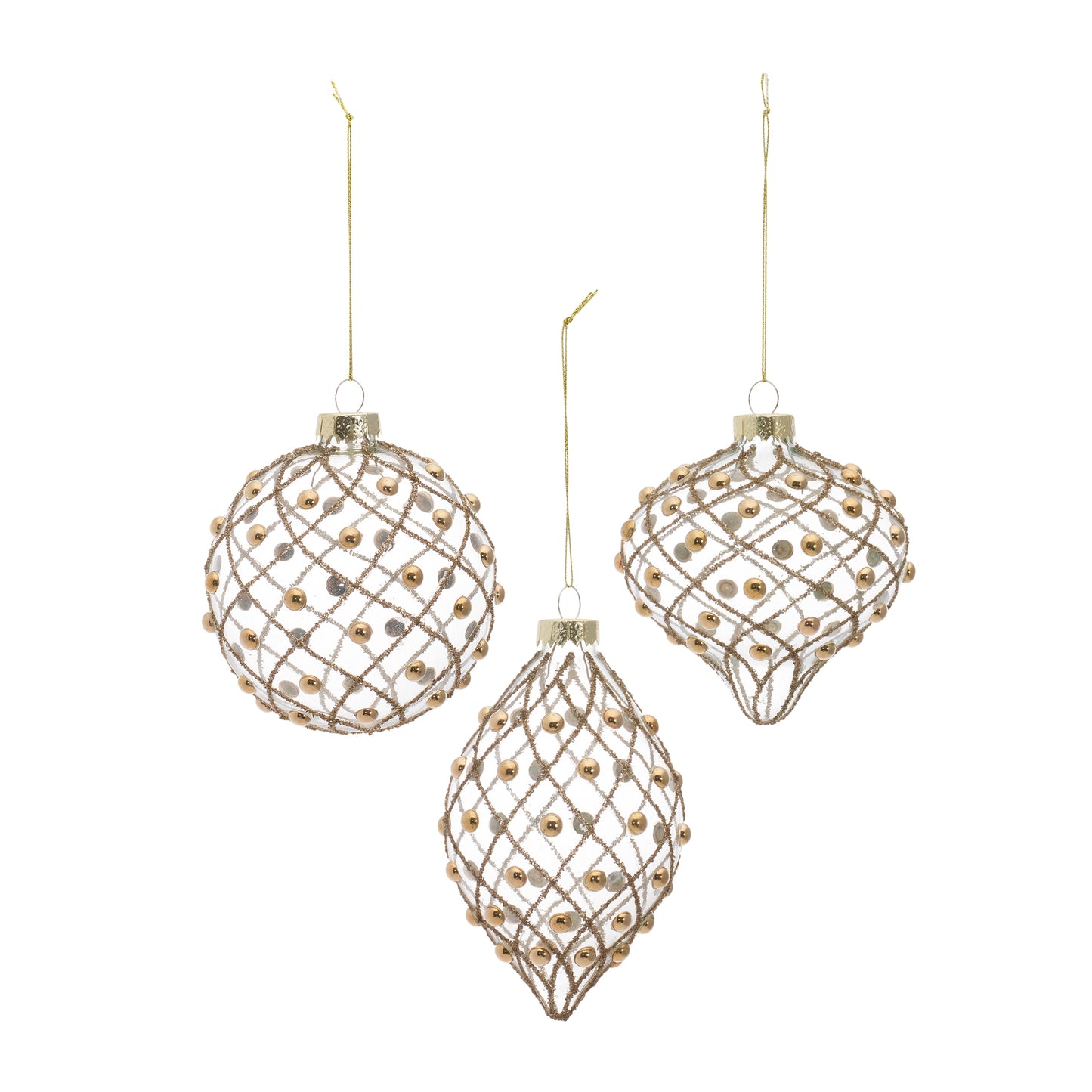 Ornament (Set Of 6) 4.75"H, 4.75"H, 5.75"H Glass, Gold, Clear