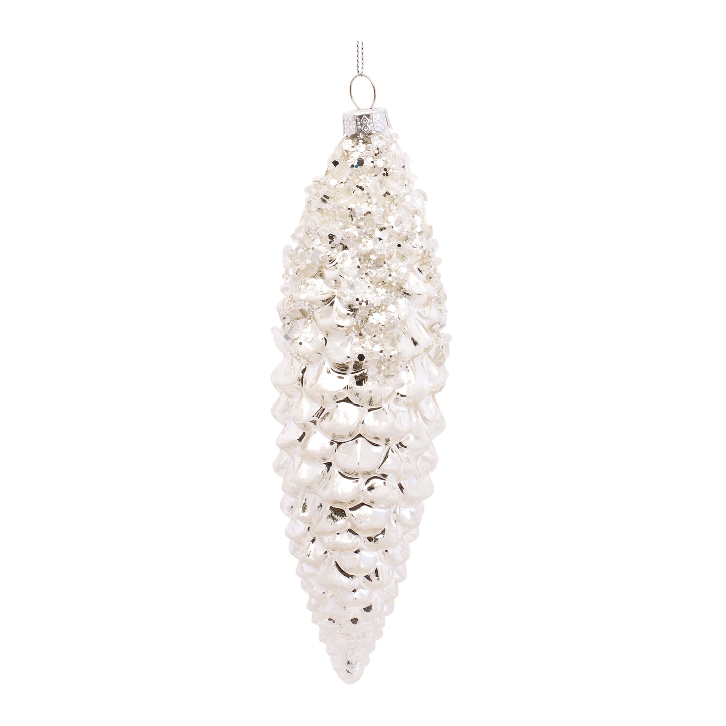 Pine Cone Ornament (Set Of 12) 6.25"H, 7.25"H Glass, White