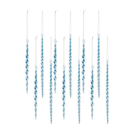 Icicle Twist (Set Of 12) 7"H, 10"H Glass
