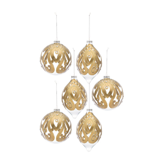 Ornament (Set Of 6) 5.75"H, 7"H Glass