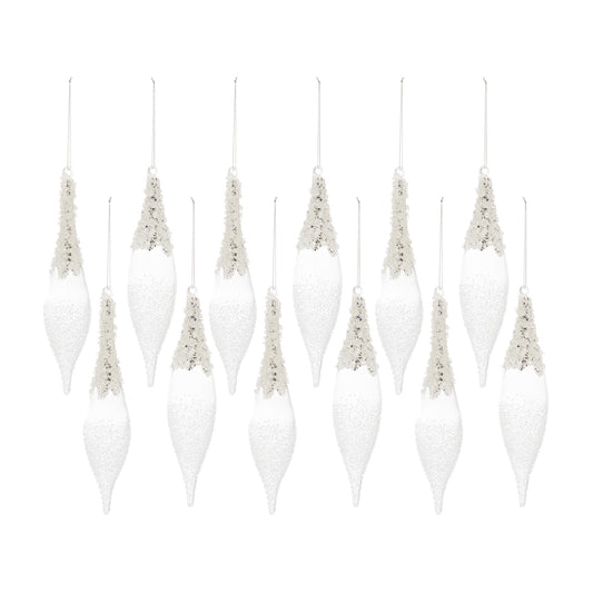 Drop Ornament (Set Of 12) 9"H Glass
