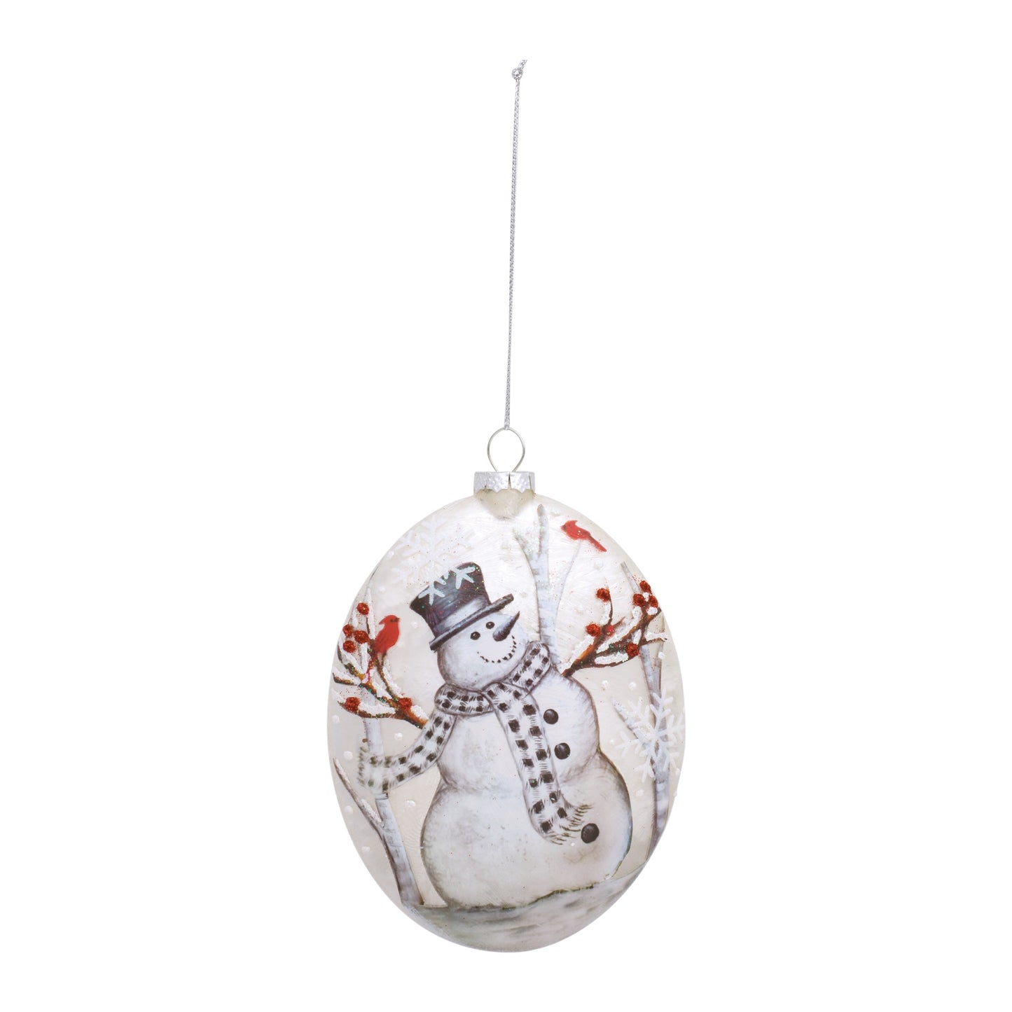 Snowman Disc Ornament (Set Of 6) 5"D Glass