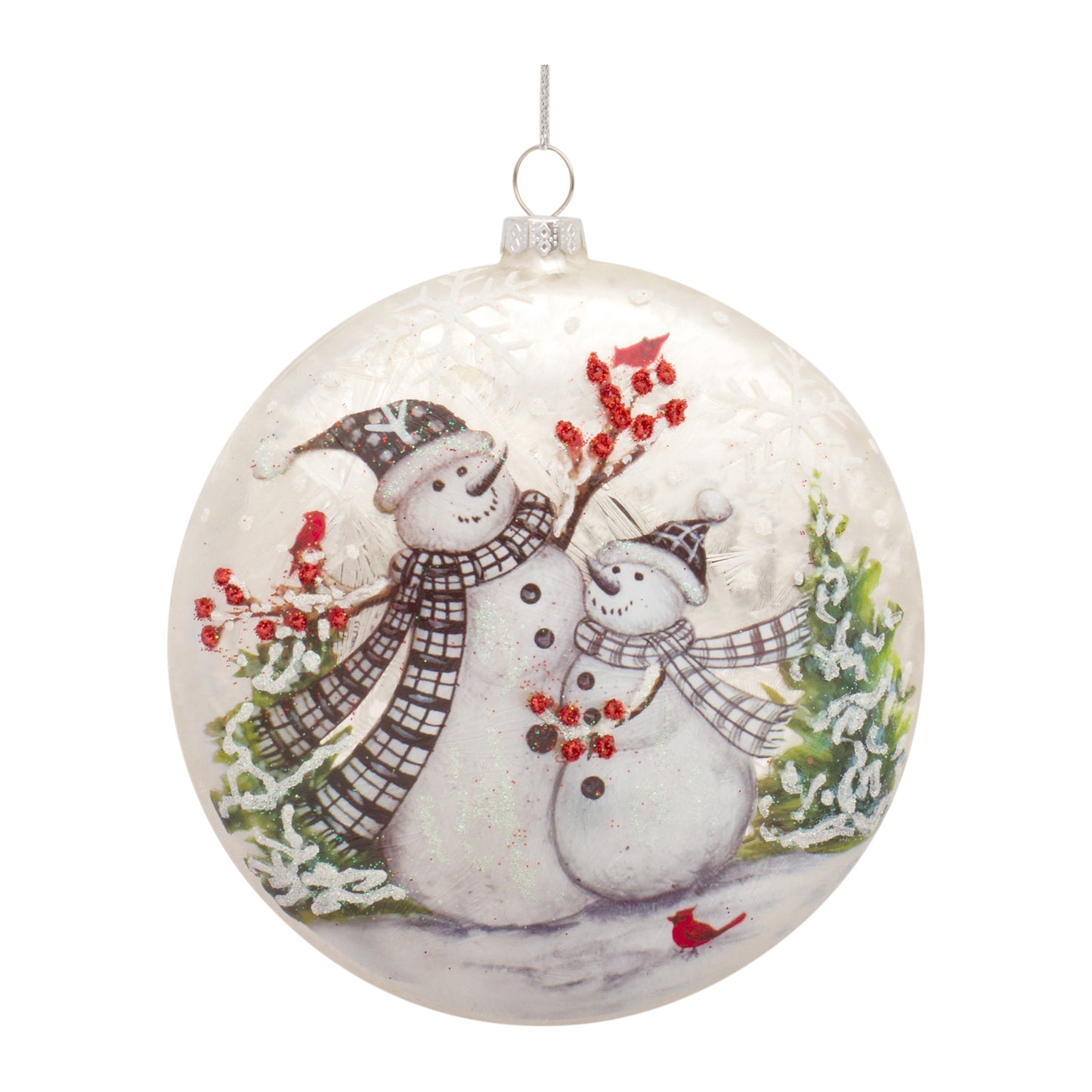Snowman Disc Ornament (Set Of 6) 5.5"H Glass