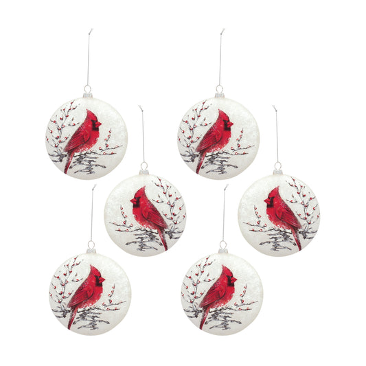 Cardinal Disc Ornament (Set Of 6) 5.5"H Glass