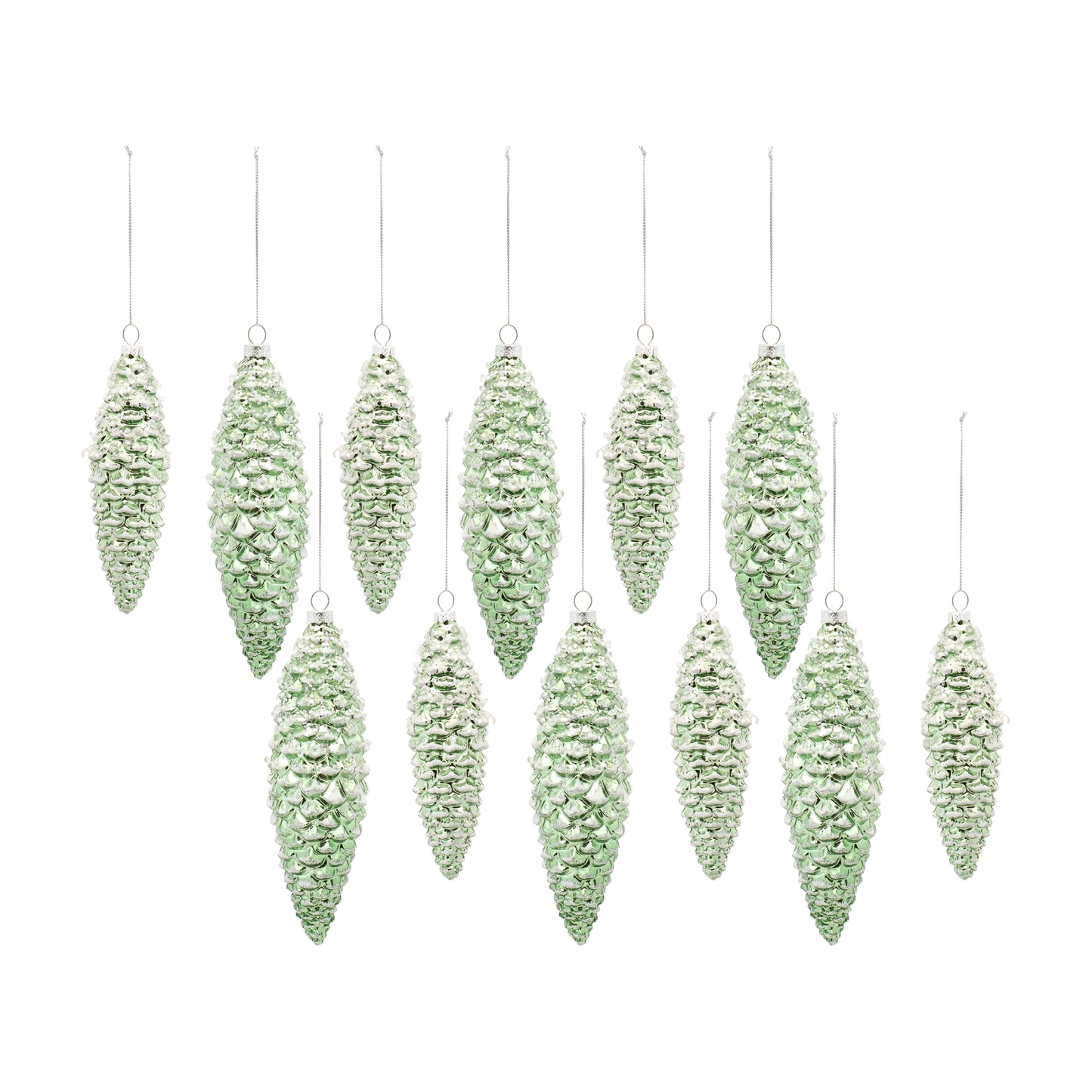 Pine Cone Ornament (Set Of 12) 6.25"H, 8"H Glass