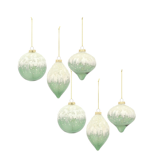Ornament (Set Of 6) 5"H, 5"H, 5.25"H Glass