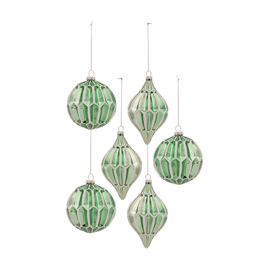 Ornament (Set Of 6) 4.5"H, 6"H Glass