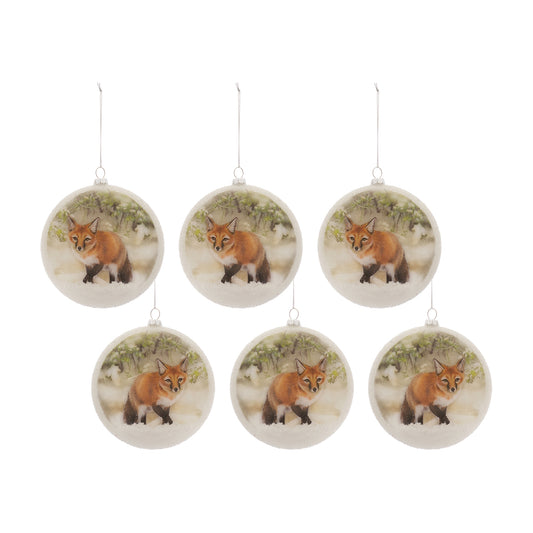 Fox Disc Ornament (Set Of 6) 5.5"H Glass
