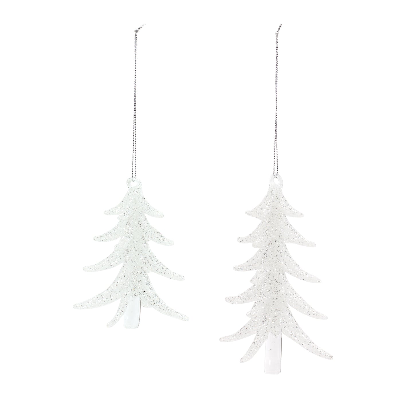 Tree Ornament (Set Of 6) 4"H, 6"H Glass, White