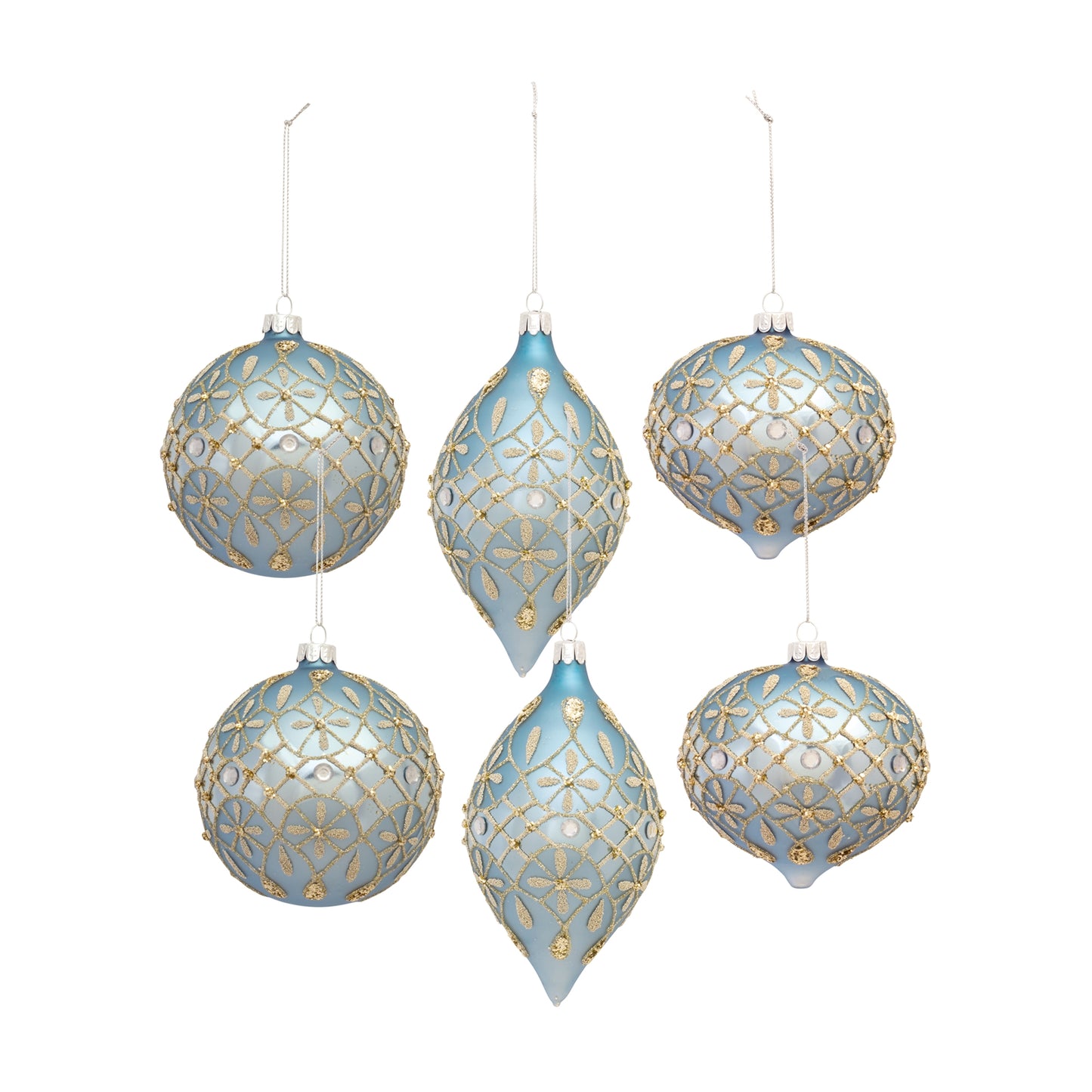 Ornament (Set Of 6) 4.25"H, 4.75"H, 6.5"H Glass