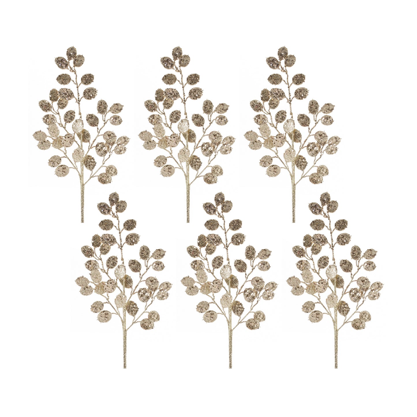 Silver Dollar Spray (Set Of 6) 23.25"H Polyester, Gold, Silver