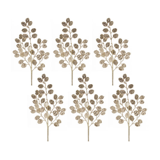 Silver Dollar Spray (Set Of 6) 23.25"H Polyester, Gold, Silver