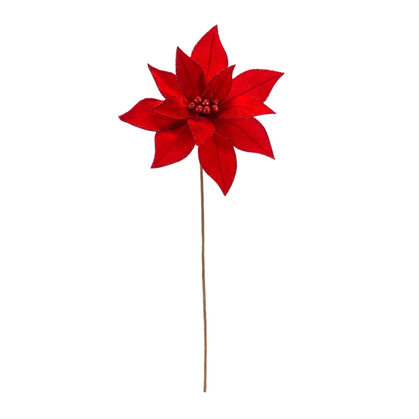 Poinsettia Stem (Set Of 6) 23.5"H Polyester, Red