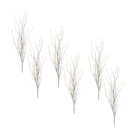 Glitter Branch (Set Of 6) 48"H Bamboo/Plastic, Silver