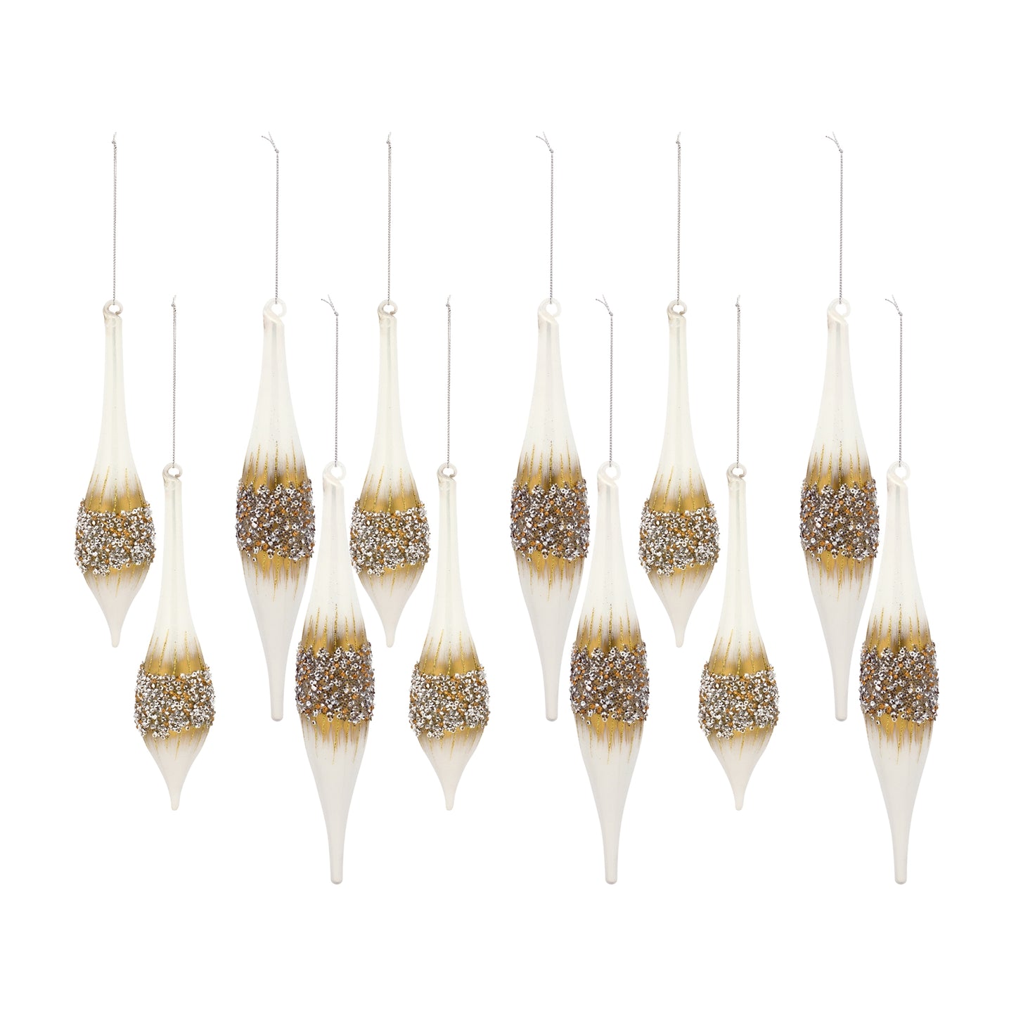 Drop Ornament (Set Of 12) 8.75"H, 10.75"H Glass