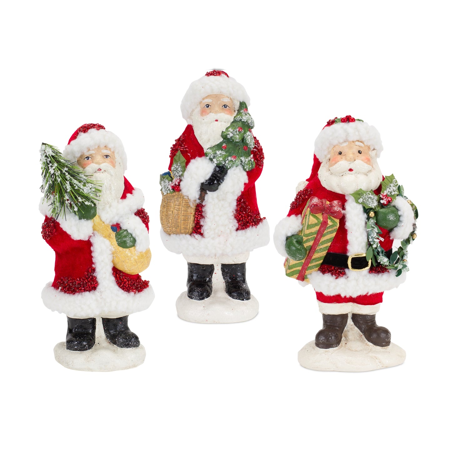 Santa (Set Of 3) 8.75"H Paper Pulp
