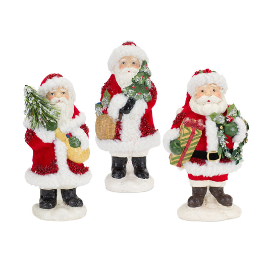 Santa (Set Of 3) 8.75"H Paper Pulp