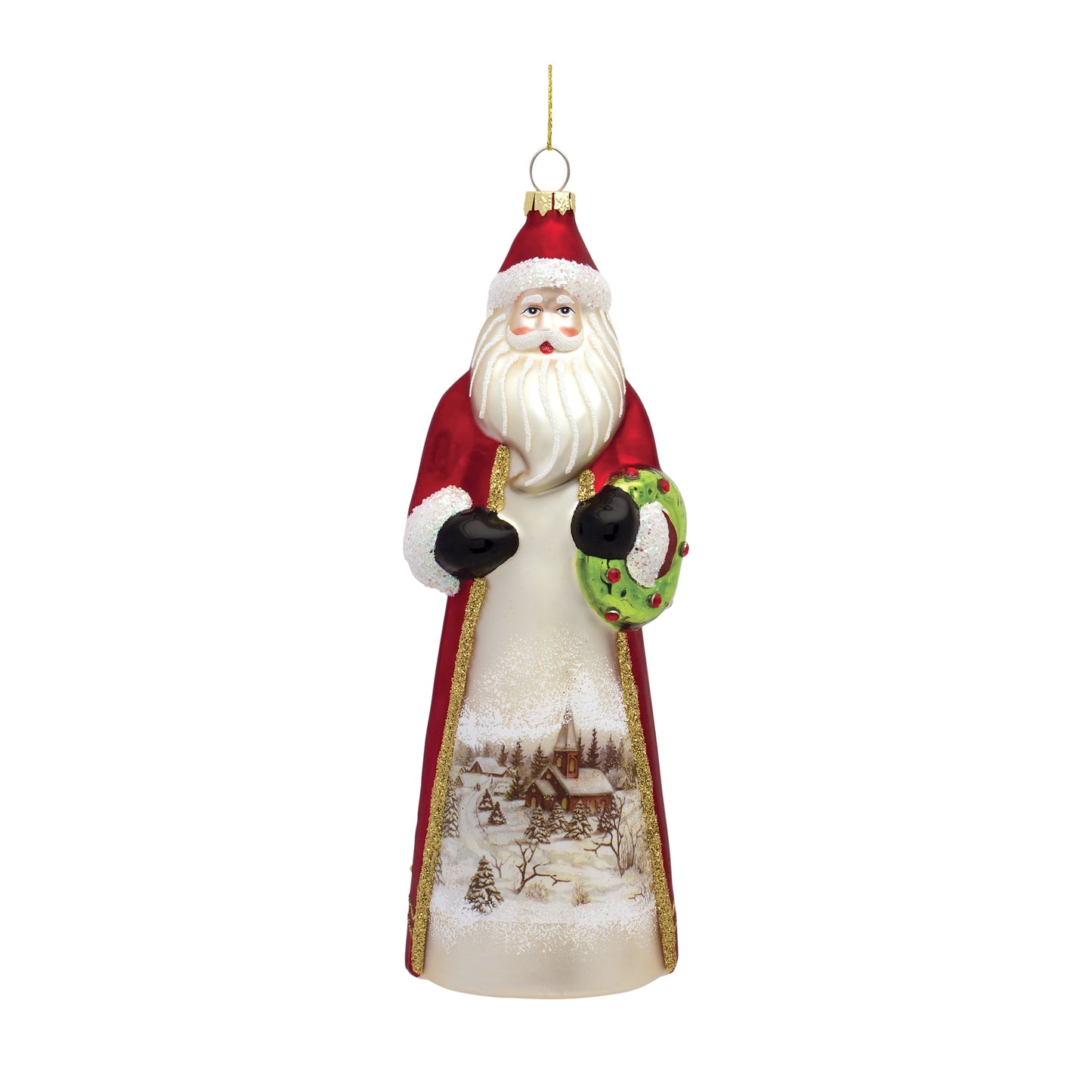 Santa Ornament 8.5"H Glass