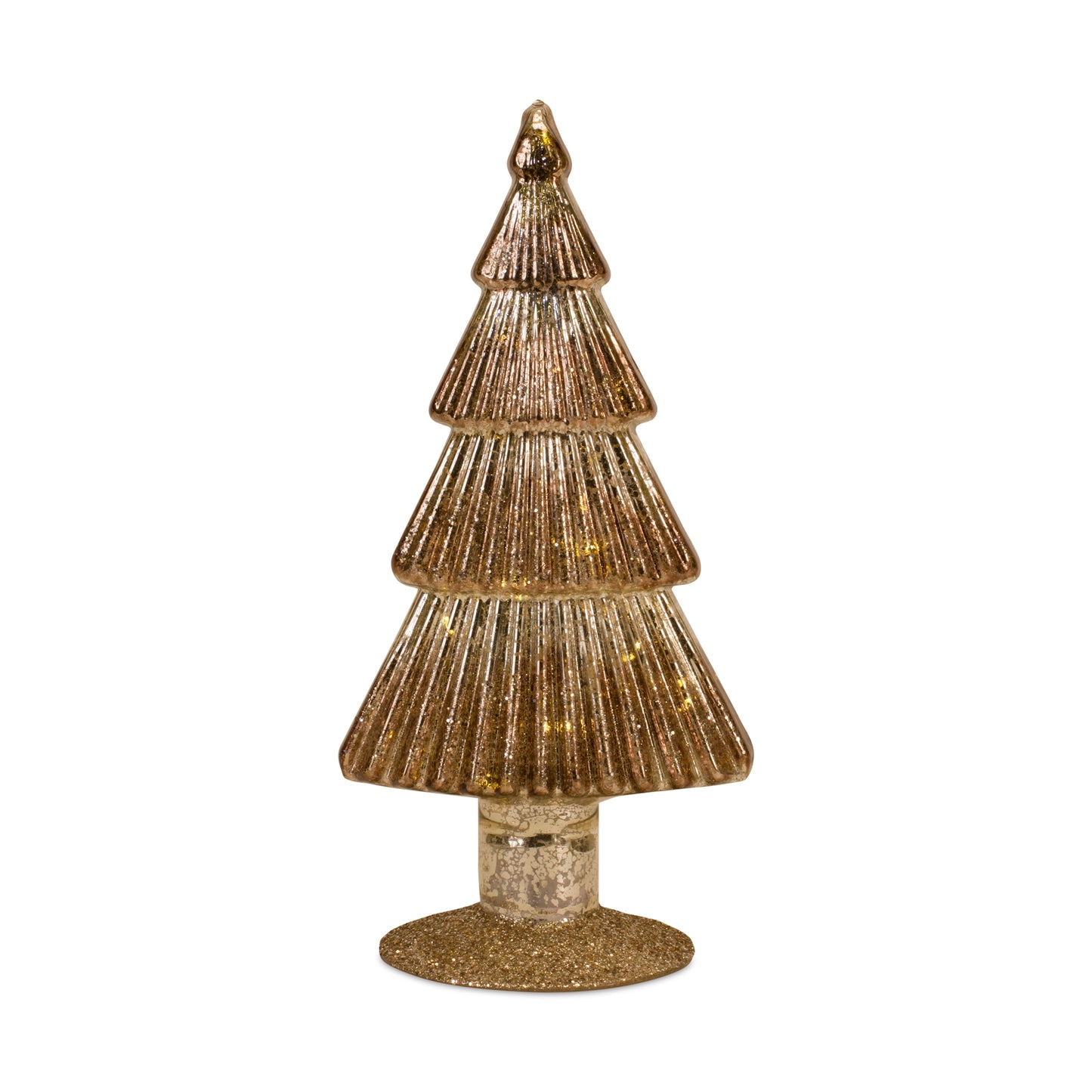 Led Tree (Set Of 2) 10"H, 12"H Glass 2 Aa Batteries Not Included