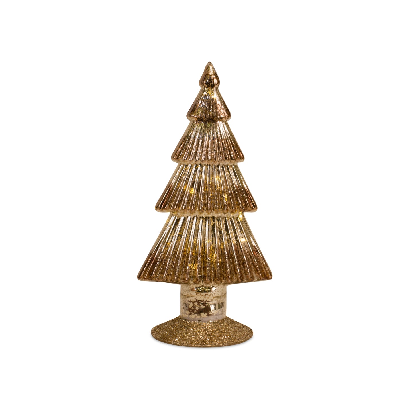 Led Tree (Set Of 2) 10"H, 12"H Glass 2 Aa Batteries Not Included