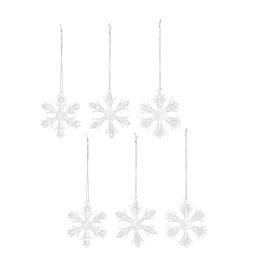 Snowflake Ornament (Set Of 6) 2.25"H Glass