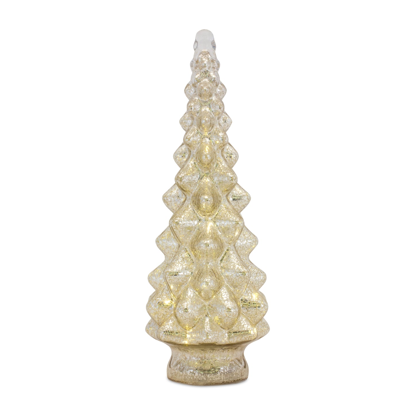 Led Tree (Set Of 3) 10"H, 13.25"H, 15.5"H Glass 6 Hr Timer