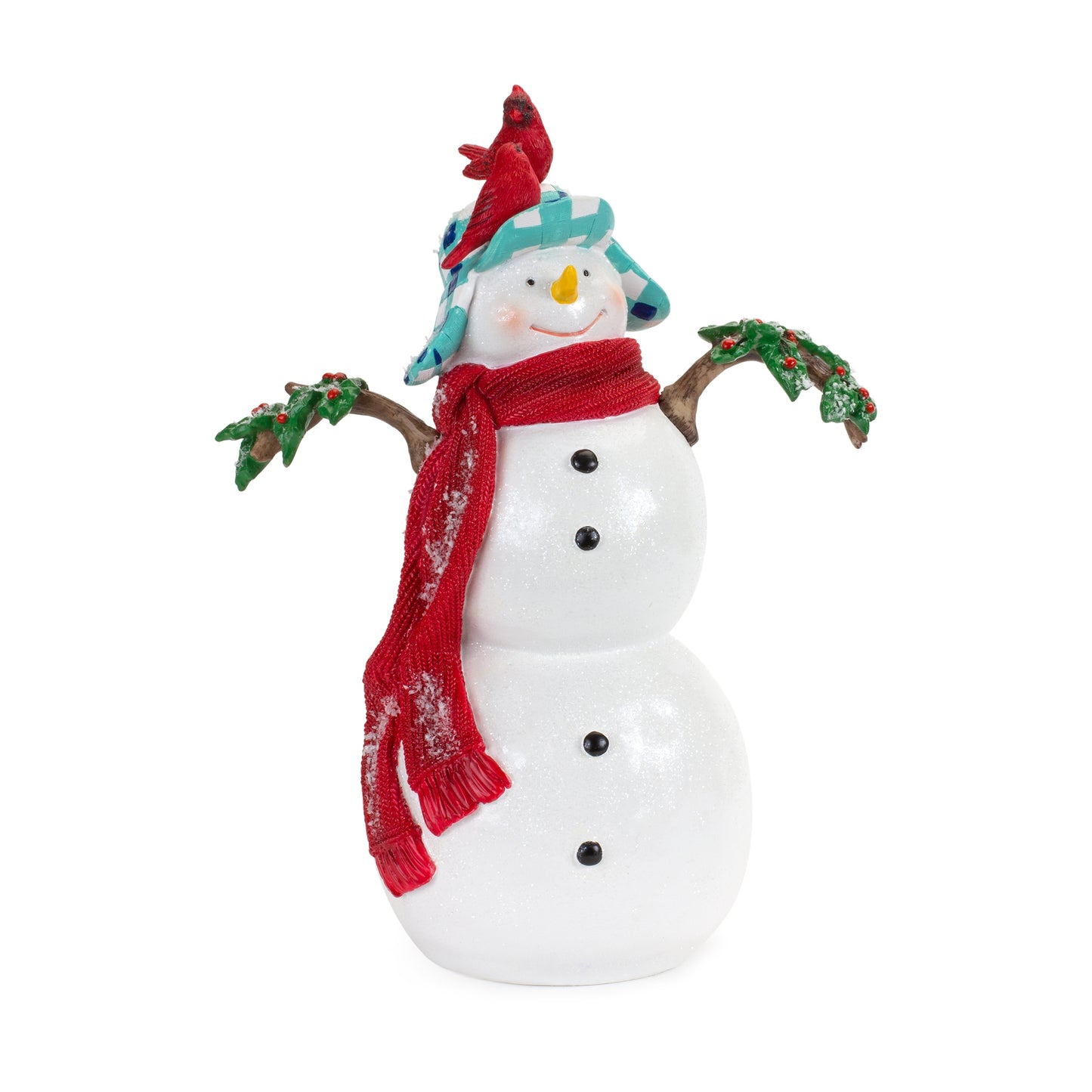 Snowman W/Cardinals 12.5"H Resin