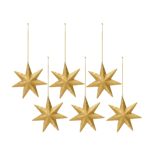 Star Ornament (Set Of 6) 5.25"H Resin