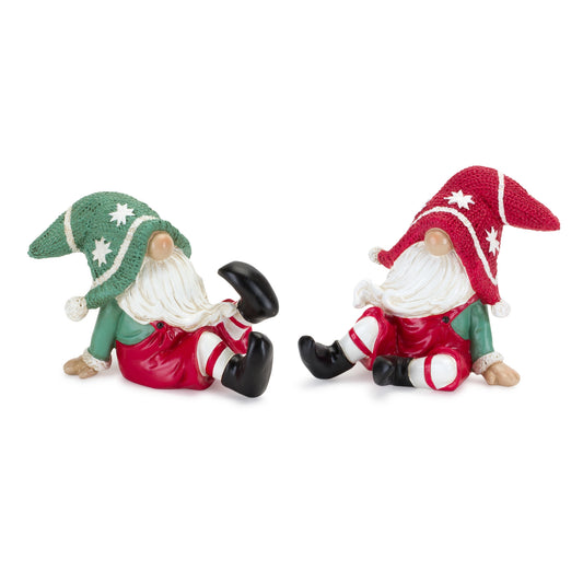Gnome (Set Of 2) 5"L x 4"H, 4.25"L x 4.25"H Resin