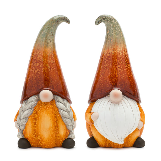 Pumpkin Gnome (Set Of 2) 11.5"H Terra Cotta