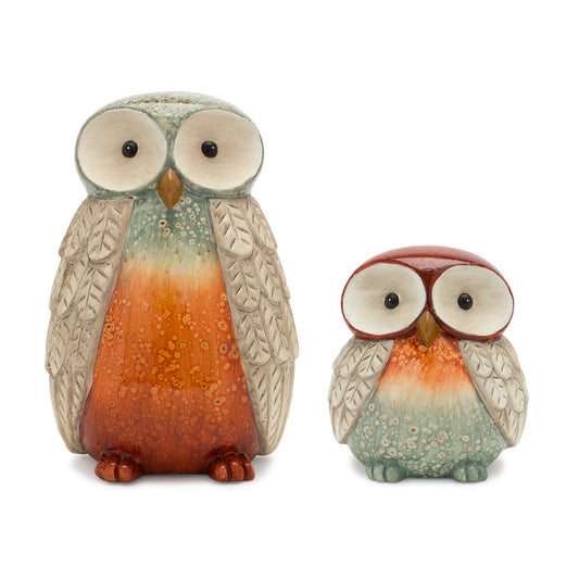 Owl (Set Of 2) 6"H, 16"H Terra Cotta