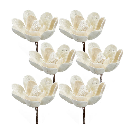 Magnolia Stem (Set Of 6) 20"H Velvet, White