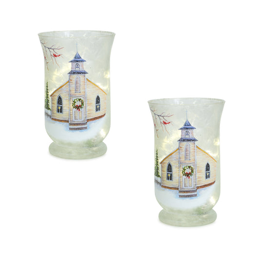 Church Candle Holder (Set Of 2) 4.75"D x 7.75"H Glass