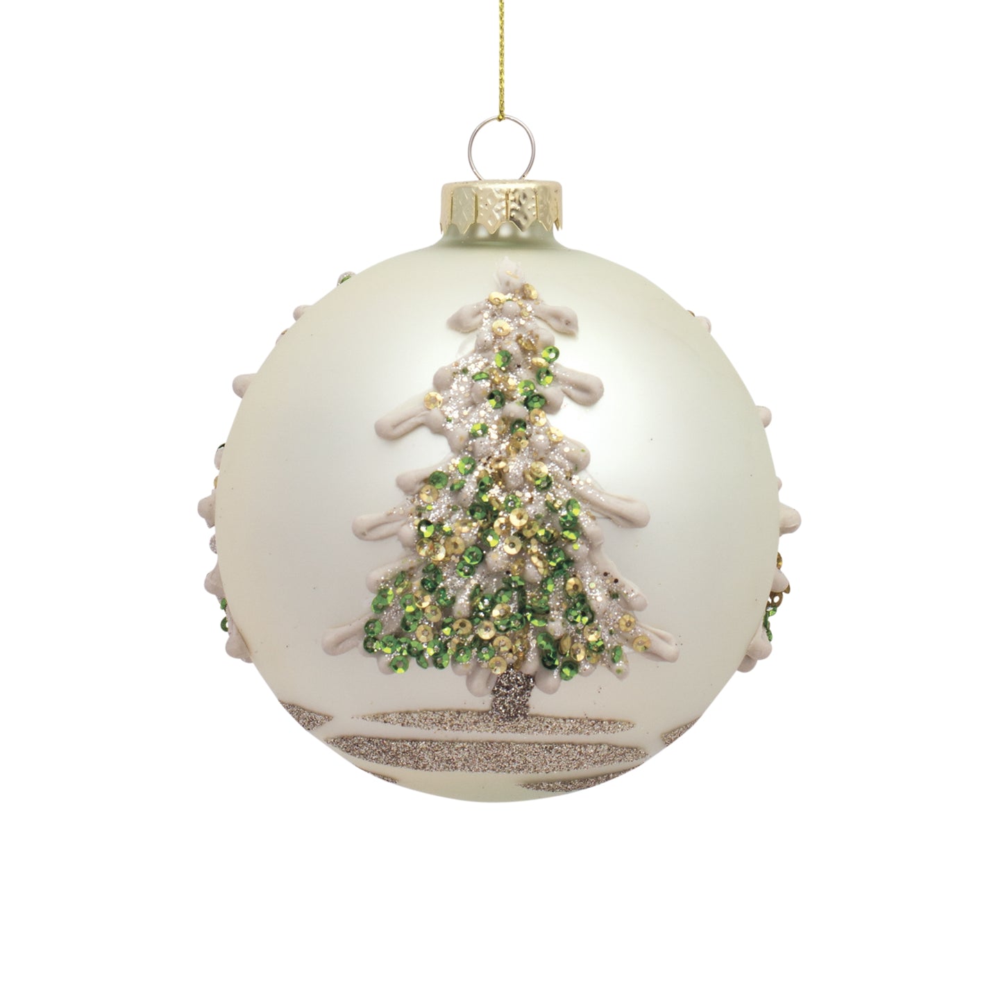 Ornament (Set Of 6) 5"H, 6"H Glass, Green, Gold, Silver