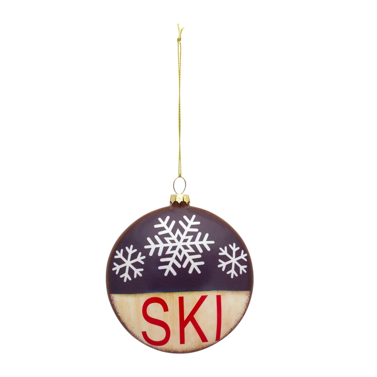 Ski Disc Ornament (Set Of 12) 5"H Glass