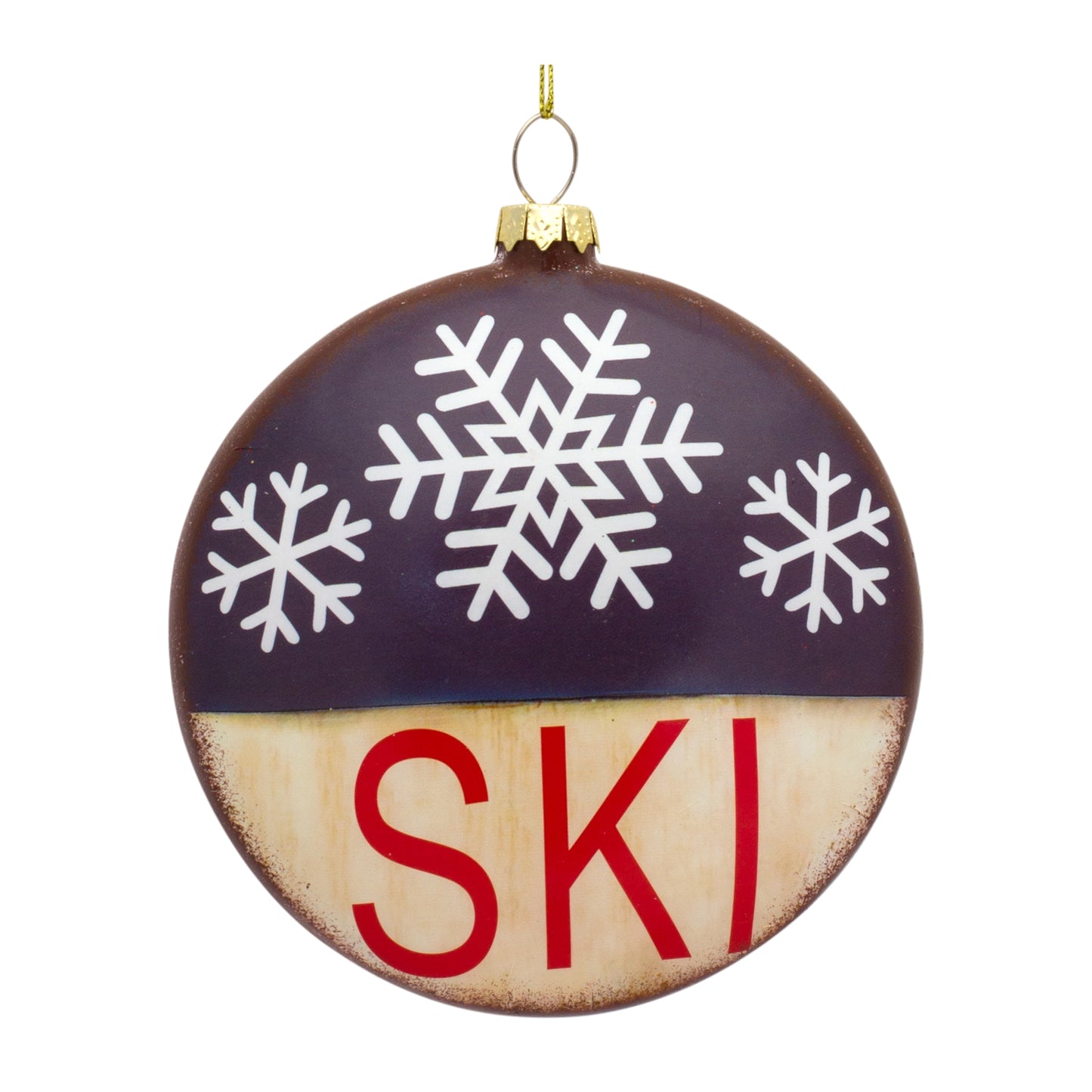 Ski Disc Ornament (Set Of 12) 5"H Glass