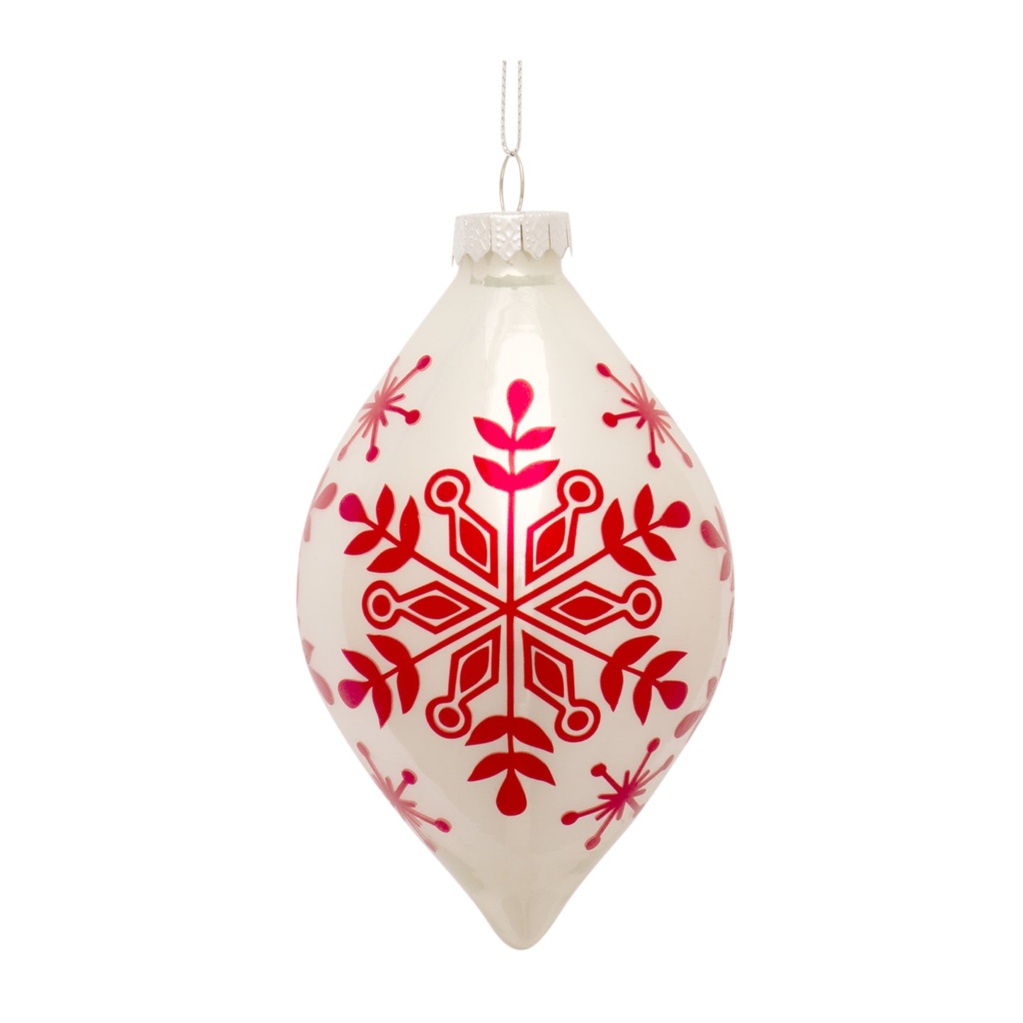 Ornament (Set Of 6) 4.75"H, 4.75"H, 6"H Glass, Snowflake Pattern