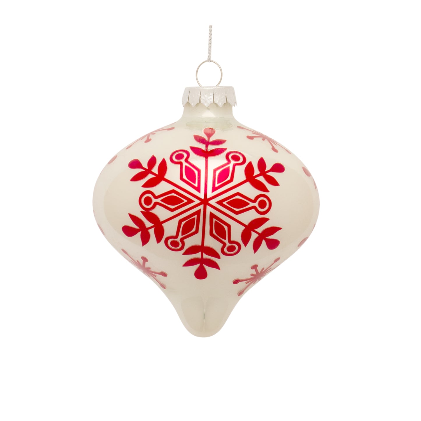 Ornament (Set Of 6) 4.75"H, 4.75"H, 6"H Glass, Snowflake Pattern