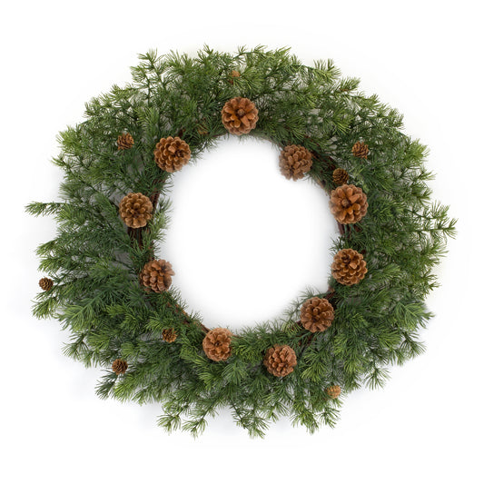 Pine Wreath W/Pine Cones 25.5"D Plastic