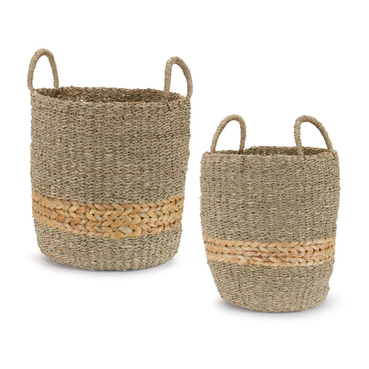 Basket (Set Of 2) 12"D x 13"H, 14.5"D x 14.75"H Seagrass