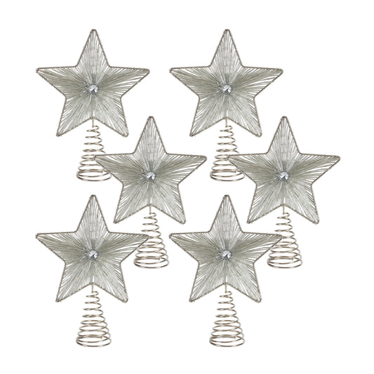 Star Treetop (Set Of 6) 7"D x 9.25"H Iron/Glass Bead
